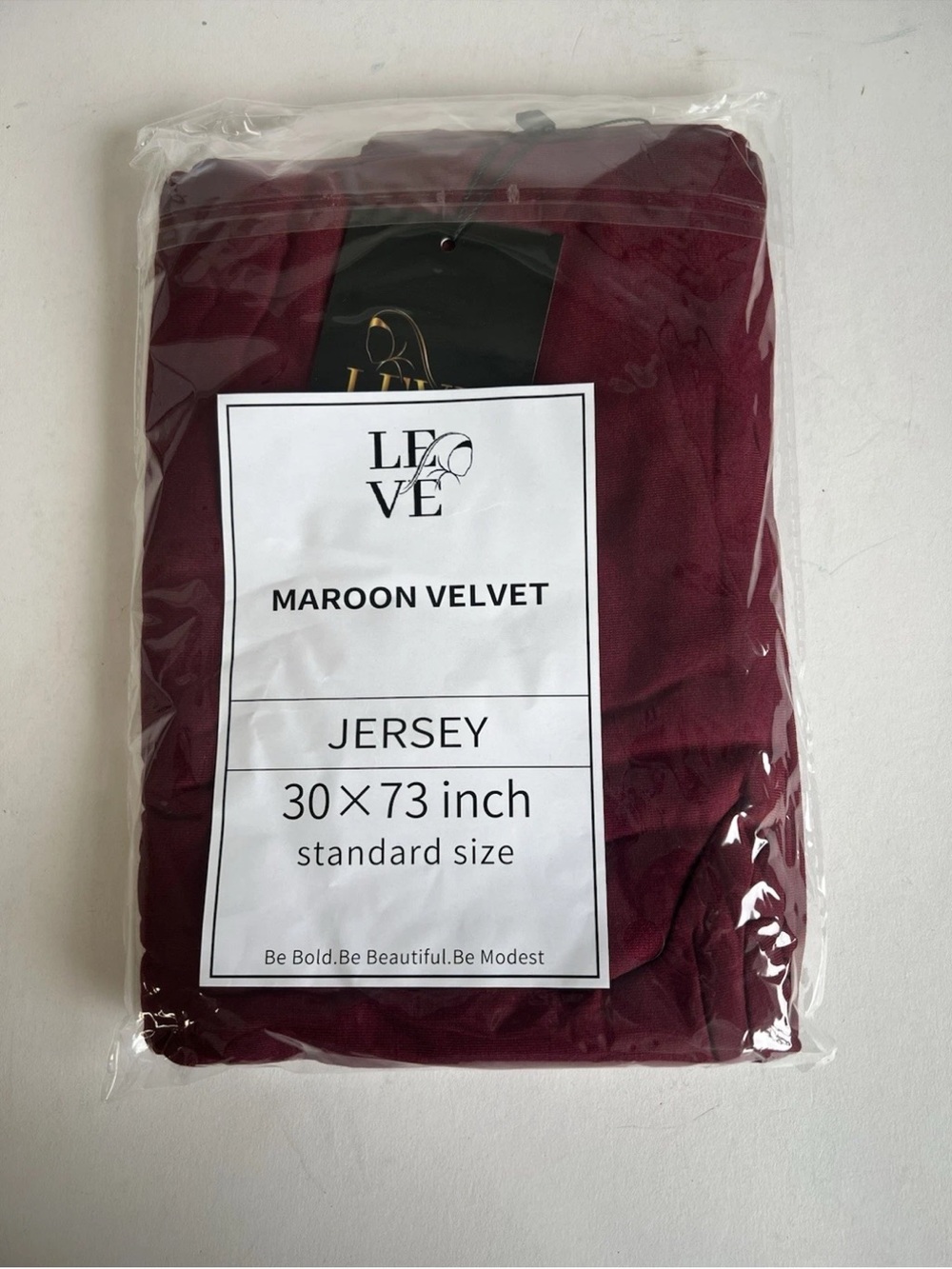 Maroon Velvet Jersey Fabric Hijab - 30 x 73 in